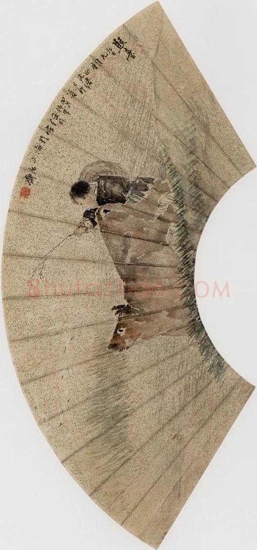 1879年 任伯年 《牧牛图》 书画作品