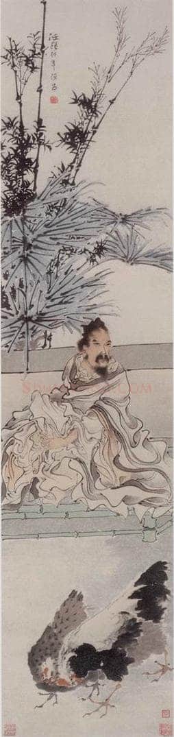 约19世纪70年代末期 任伯年 《处宗鸡谈图》 书画作品