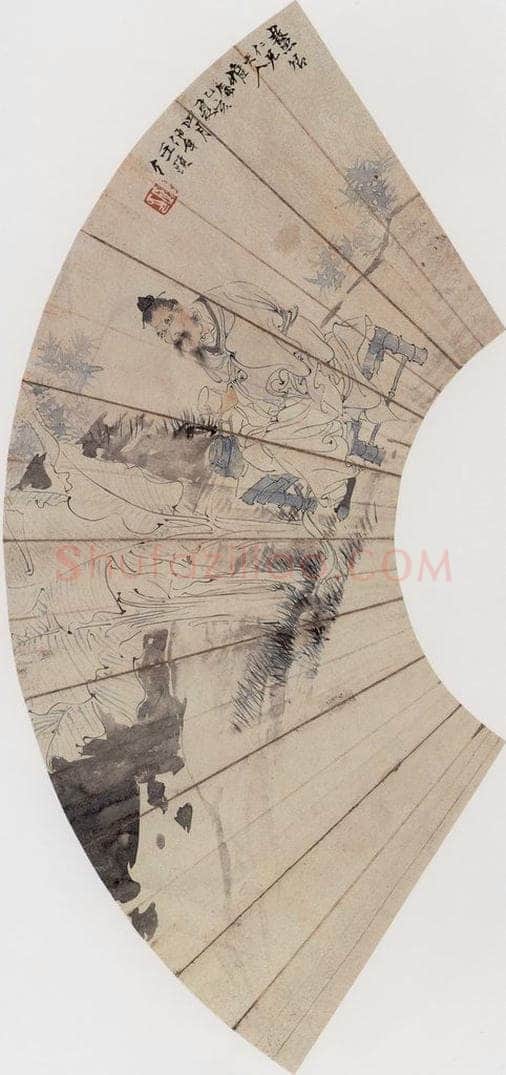 1875年 任伯年 《蕉下煮茗》 书画作品