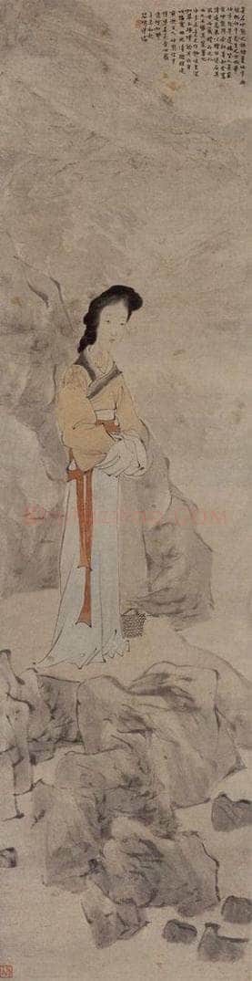 约19世纪80年代初期 任伯年 《西施浣纱图》 书画作品