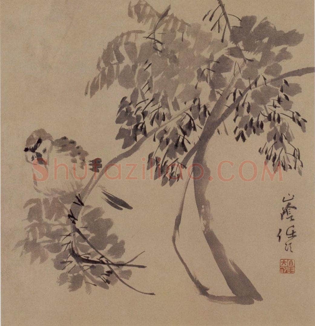 约19世纪80年代初期 任伯年 《花鸟二帧之2》 书画作品