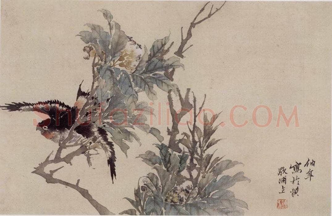 约19世纪80年代初期 任伯年 《花鸟册三开》 书画作品