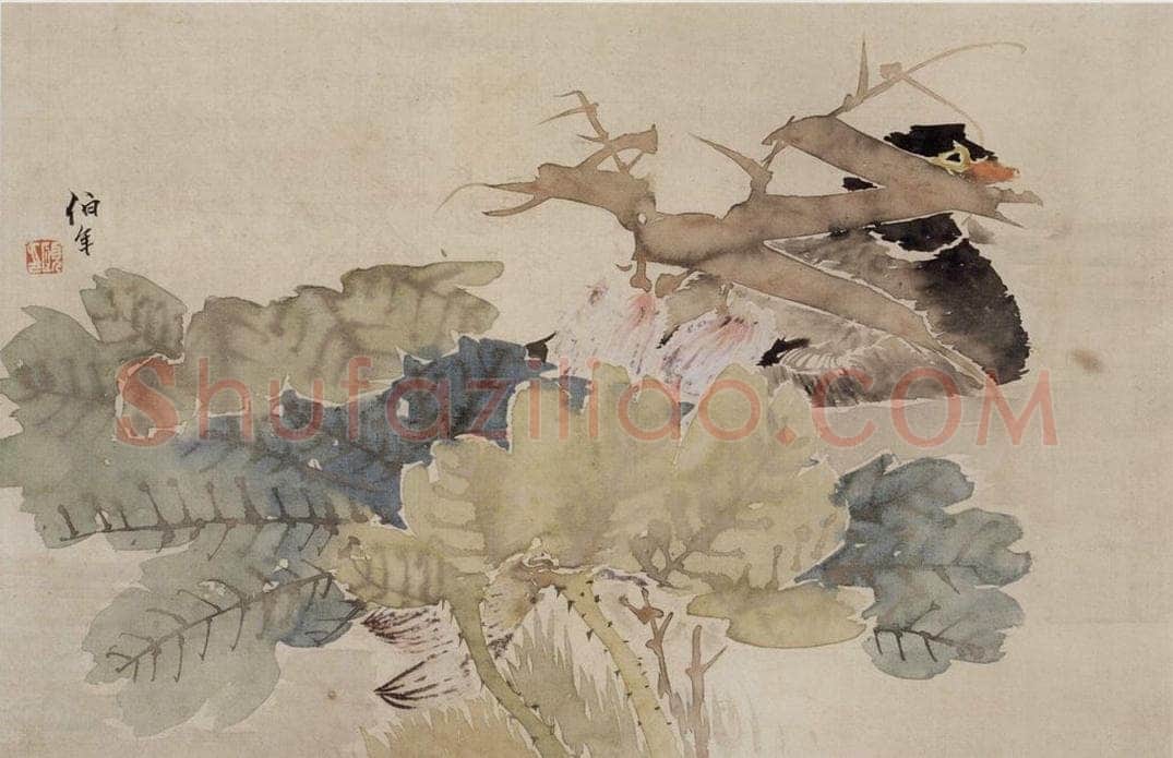 约19世纪80年代初期 任伯年 《花鸟册三开》 书画作品