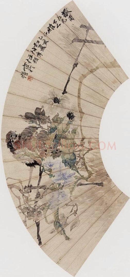 1875年 任伯年 《篱边清趣图》 书画作品