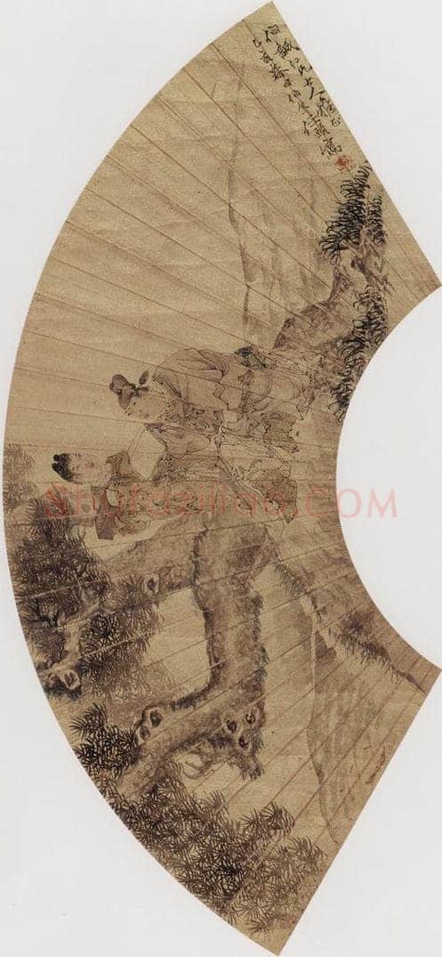1875年 任伯年 《松阴读书图》 书画作品