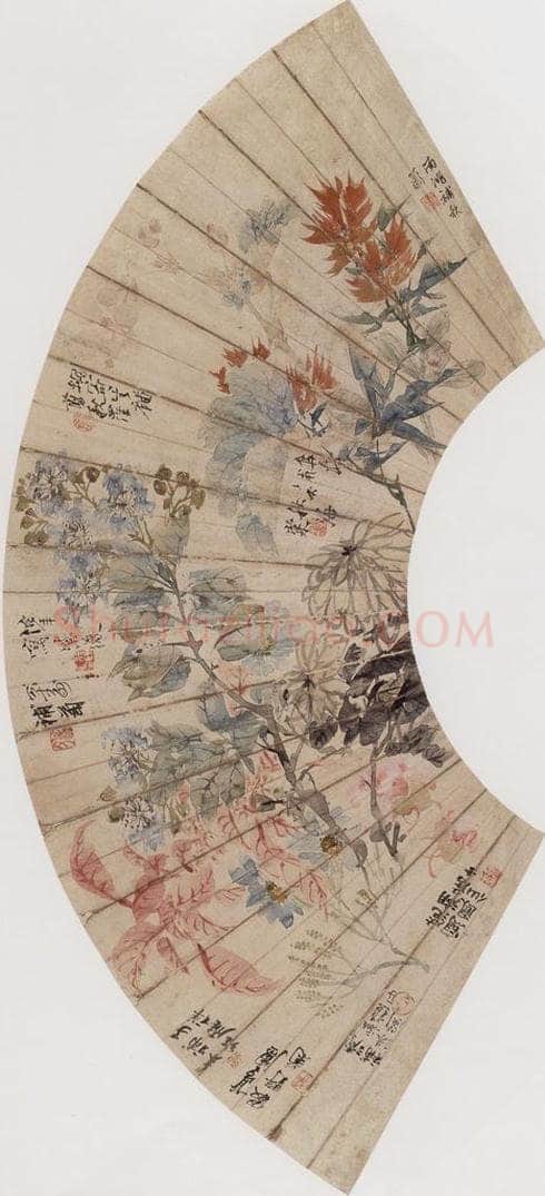 约19世纪70年代末期 任伯年 《九秋图》 书画作品