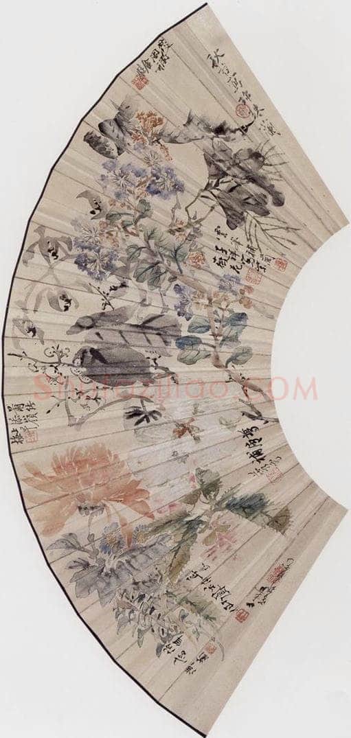 约19世纪70年代末期 任伯年 《九家花卉图》 书画作品