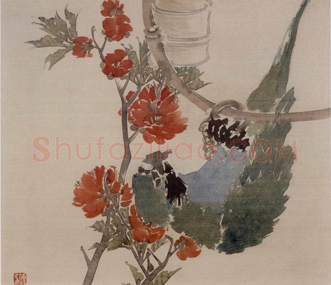 1875年 任伯年 《花鸟图册八开》 书画作品