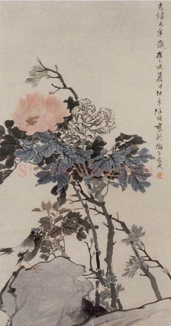 1875年 任伯年 《牡丹图》 书画作品