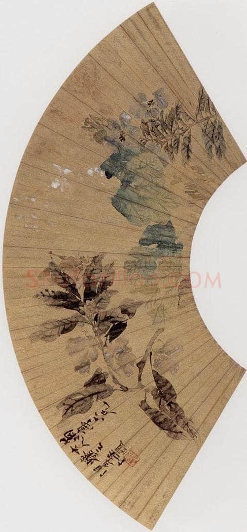 约19世纪70年代中期 任伯年 《草虫凤仙》 书画作品