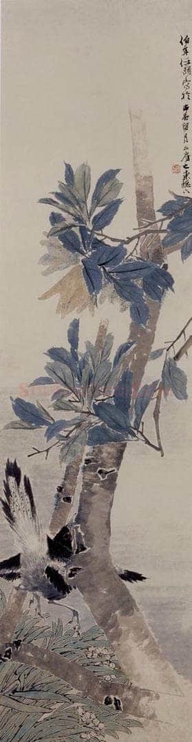 约19世纪70年代中期 任伯年 《花鸟图四屏》 书画作品