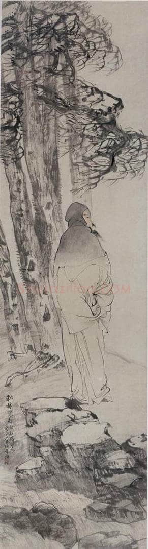 1883年 任伯年 《秋林觅句图》 书画作品