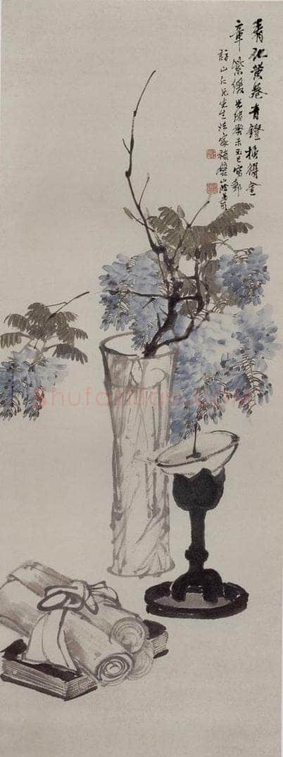 1883年 任伯年 《黄卷青灯图》 书画作品