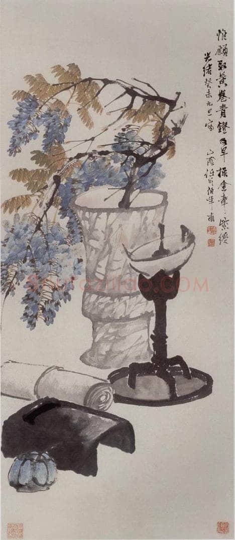 1883年 任伯年 《紫绶金章图》 书画作品