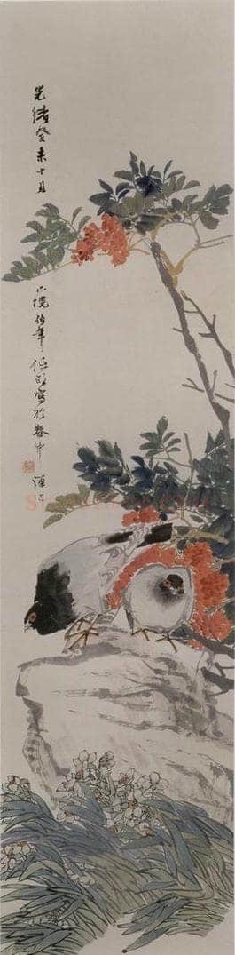 1883年 任伯年 《花鸟四条屏》 书画作品