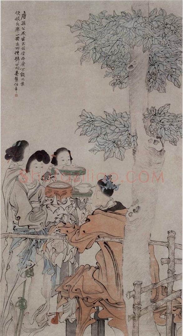 清 任伯年 《孙公进食图》 书画作品