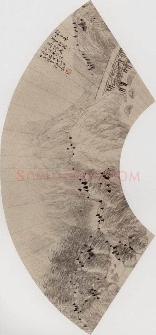1884年 任伯年 《仿董源山水》 书画作品