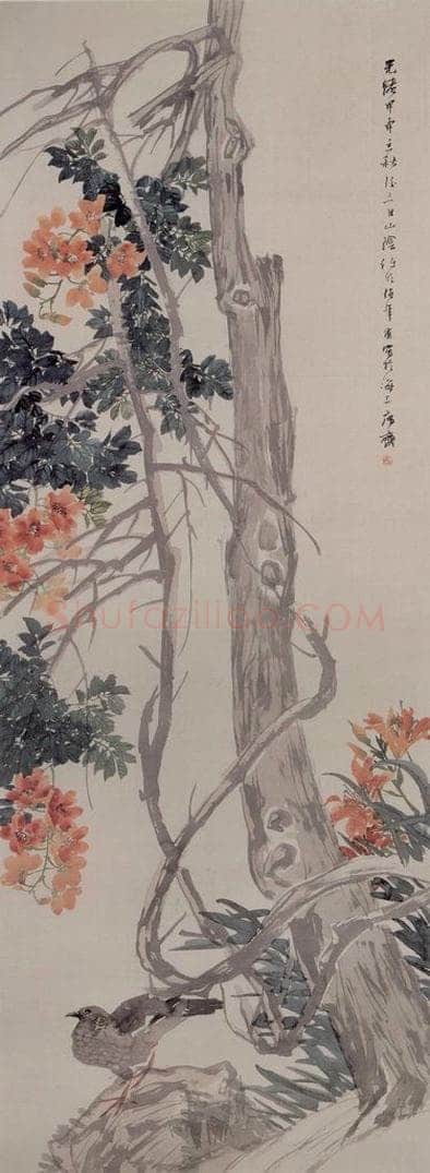 1884年 任伯年 《凌霄图》 书画作品