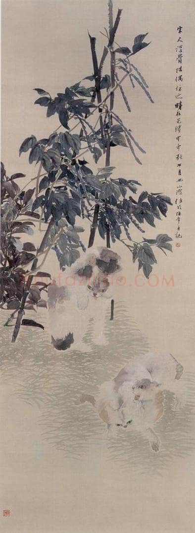 1884年 任伯年 《猫戏图》 书画作品