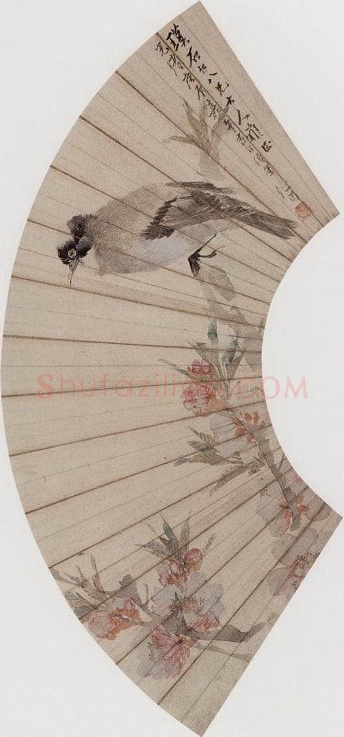 1880年 任伯年 《桃花白头》 书画作品