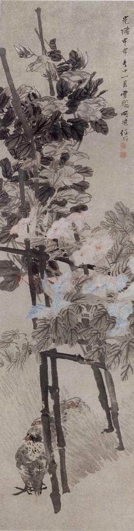 1884年 任伯年 《花鸟四条屏》 书画作品
