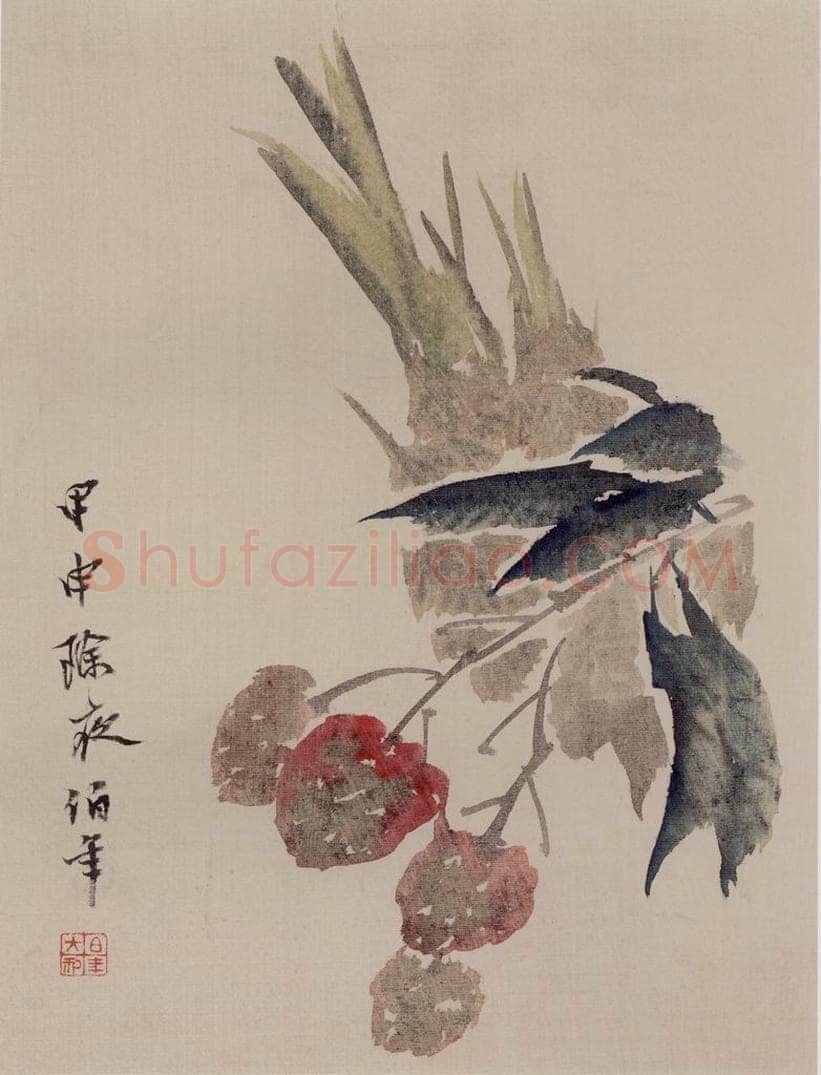 1884年 任伯年 《花果图册八开》 书画作品