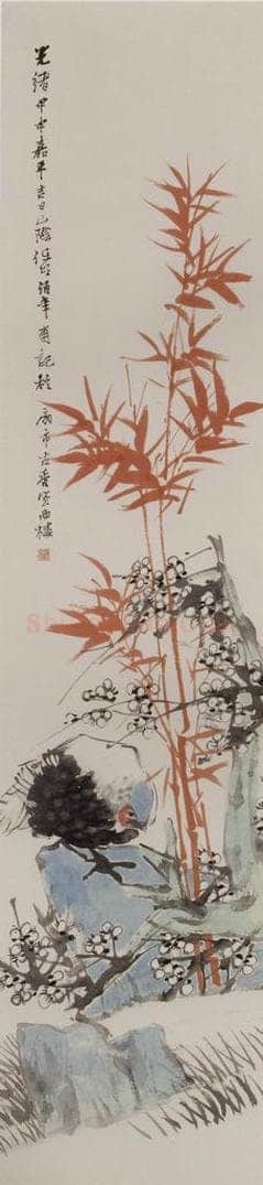 1884年 任伯年 《花鸟四条屏》 书画作品