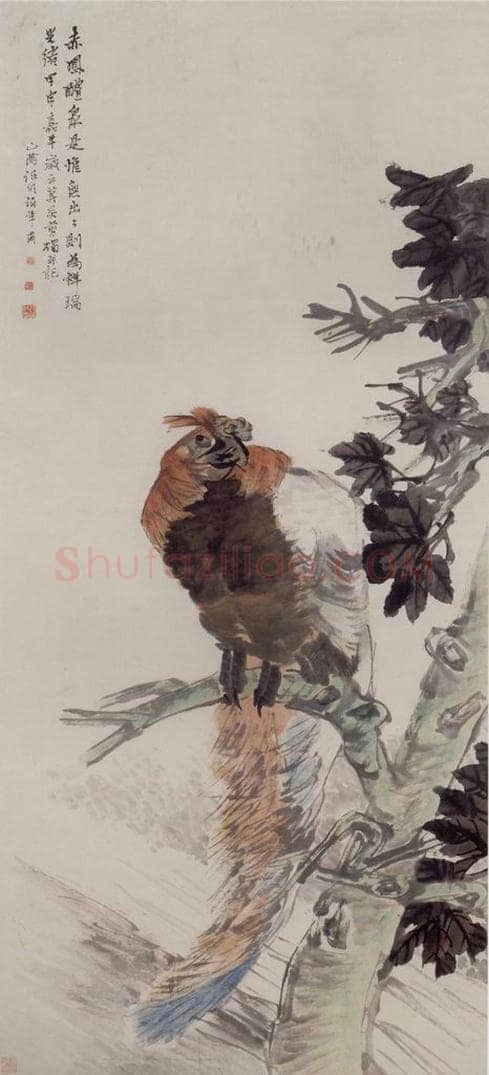 1884年 任伯年 《碧梧丹凤图》 书画作品