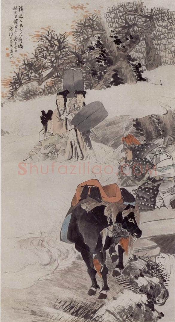 1884年 任伯年 《出游图》 书画作品