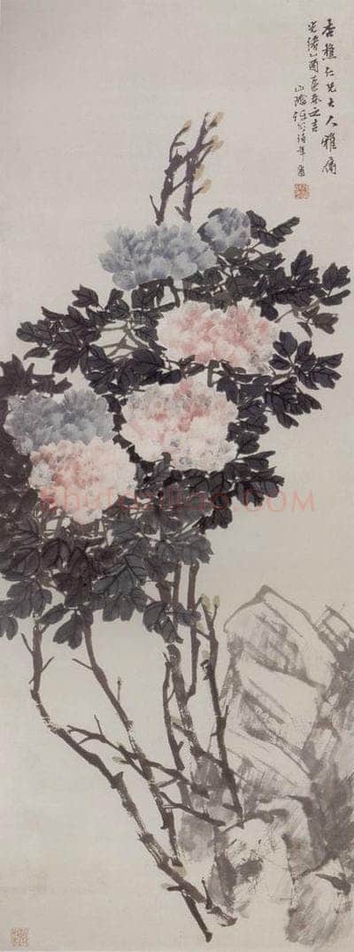 1885年 任伯年 《牡丹图》 书画作品