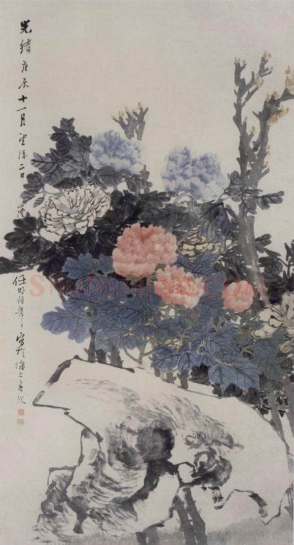 1880年 任伯年 《牡丹》 书画作品