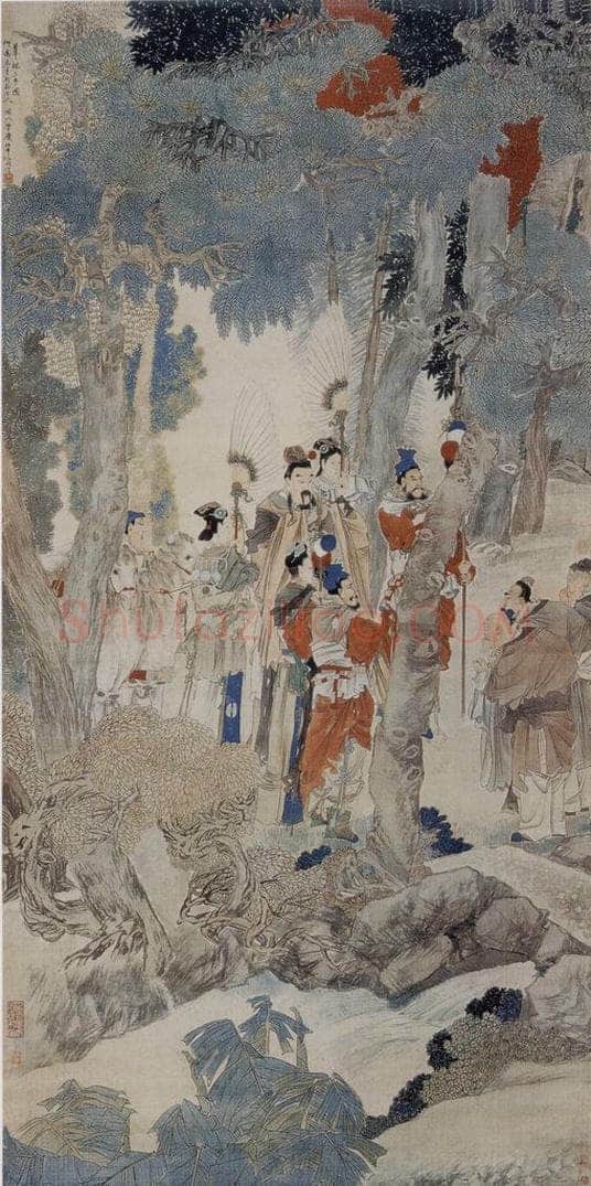 1880年 任伯年 《华祝三多图》 书画作品