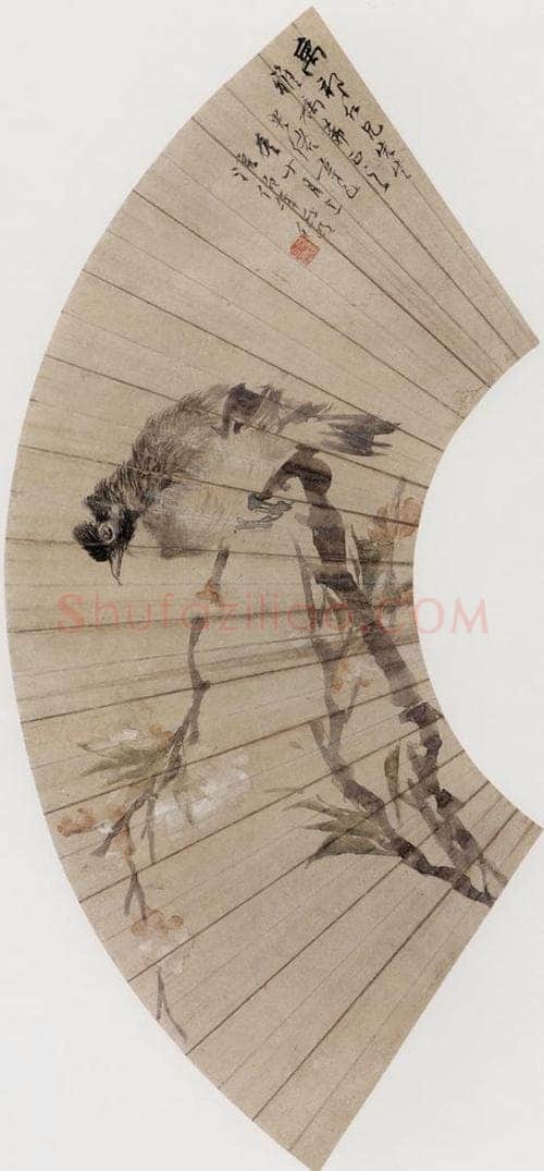1881年 任伯年 《桃花白头》 书画作品
