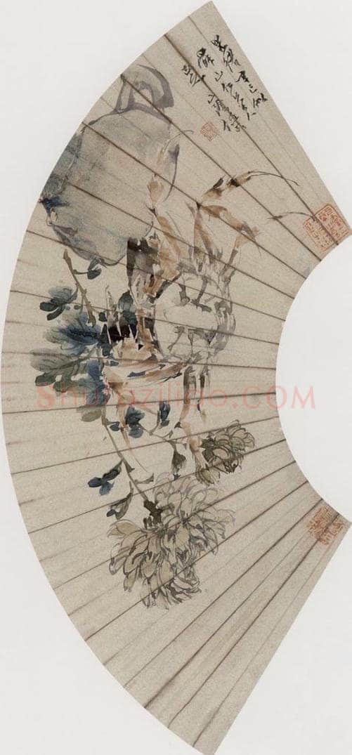 1881年 任伯年 《秋菊紫蟹图》 书画作品