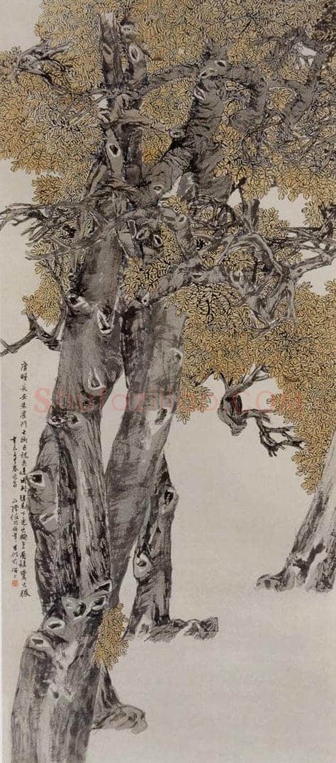 1881年 任伯年 《长安古槐图》 书画作品