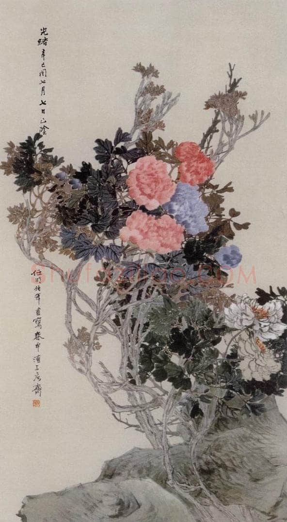 1881年 任伯年 《牡丹图》 书画作品