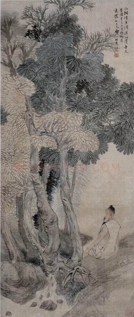 1881年 任伯年 《清流濯足图》 书画作品