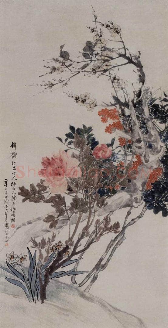 1881年 任伯年 《富贵神仙图》 书画作品
