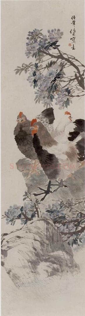 1881年 任伯年 《花鸟四条屏》 书画作品