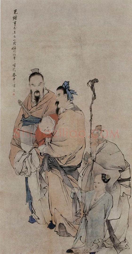 1881年 任伯年 《三星图》 书画作品