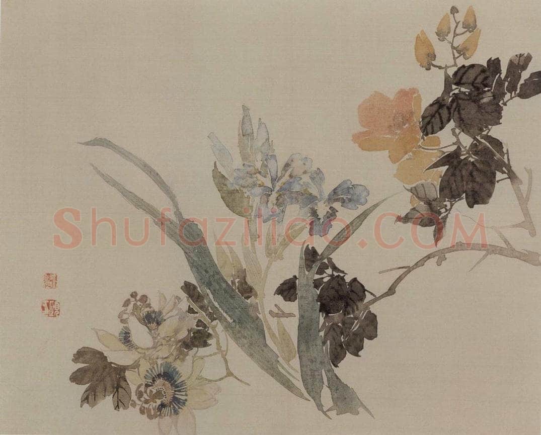 1882年 任伯年 《没骨花卉册十二开》 书画作品