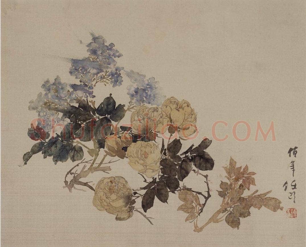 1882年 任伯年 《没骨花卉册十二开》 书画作品