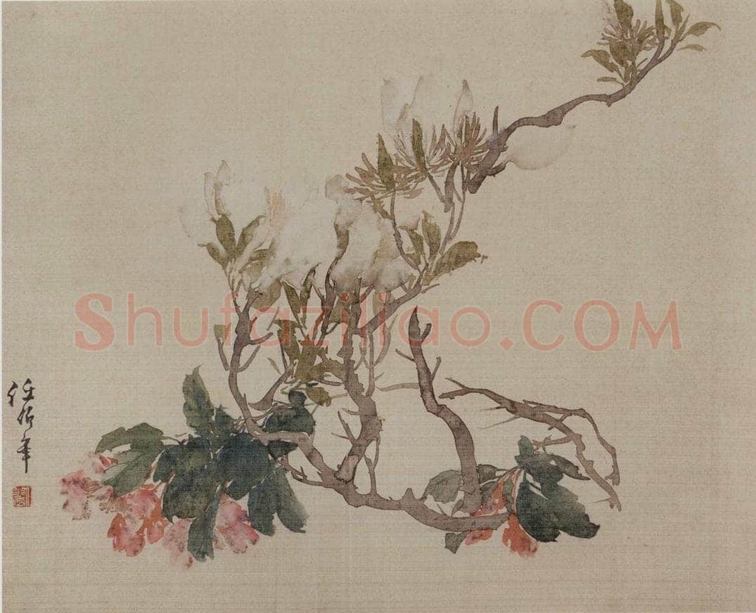 1882年 任伯年 《没骨花卉册十二开》 书画作品