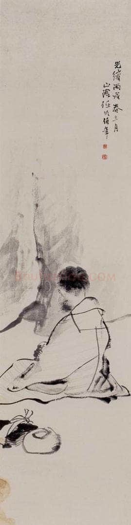 清 任伯年 《面壁图》 书画作品