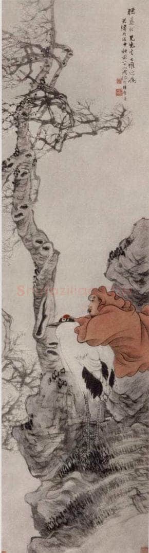 清 任伯年 《梅妻鹤子》 书画作品
