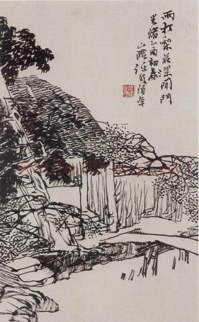 清 任伯年 《水墨人物上水十二开》 书画作品