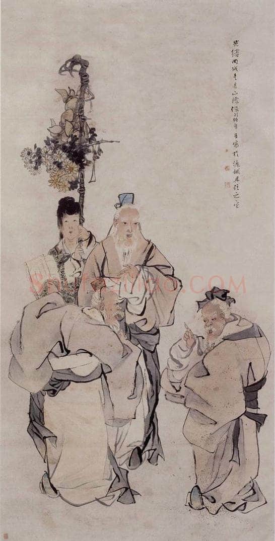 清 任伯年 《三仙图》 书画作品