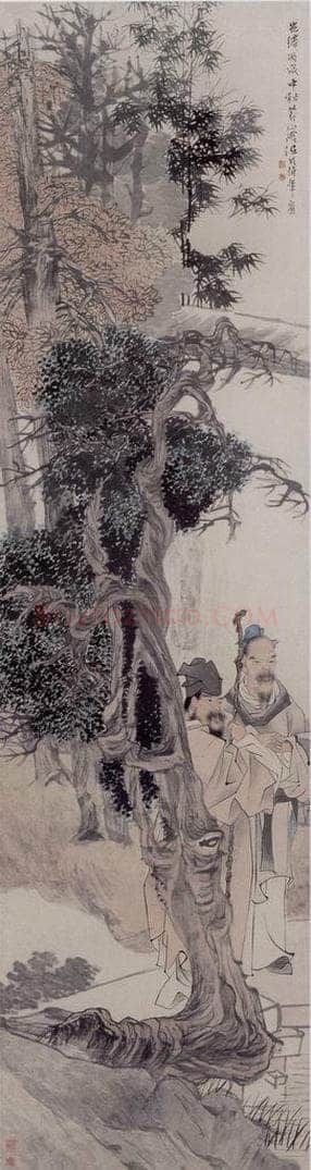 清 任伯年 《承天夜游图》 书画作品