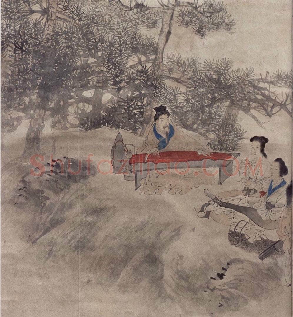 清 任伯年 《东山丝竹图》 书画作品