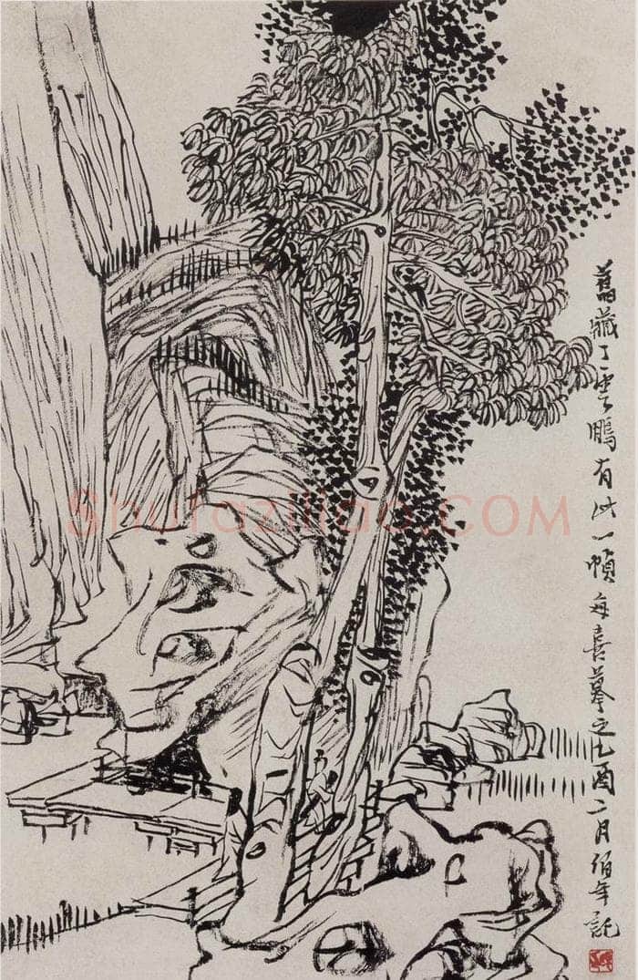清 任伯年 《水墨人物上水十二开》 书画作品